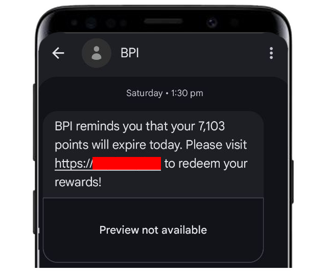 Fake Scam Points SMS